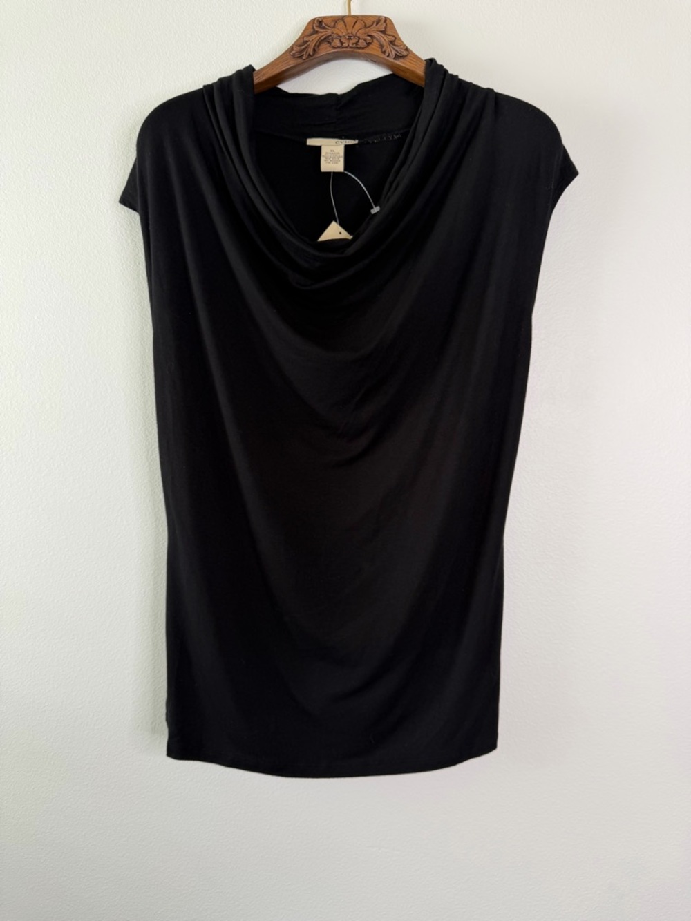 NWT EVIE Black Draped Cowl Neck Sleeveless Top Size XL - Picture 2 of 7